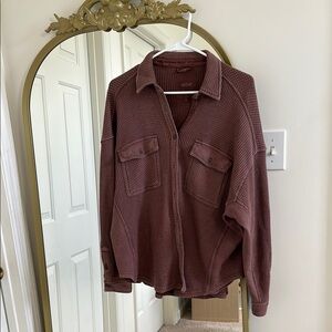 Aerie Brown Waffle Knit Top